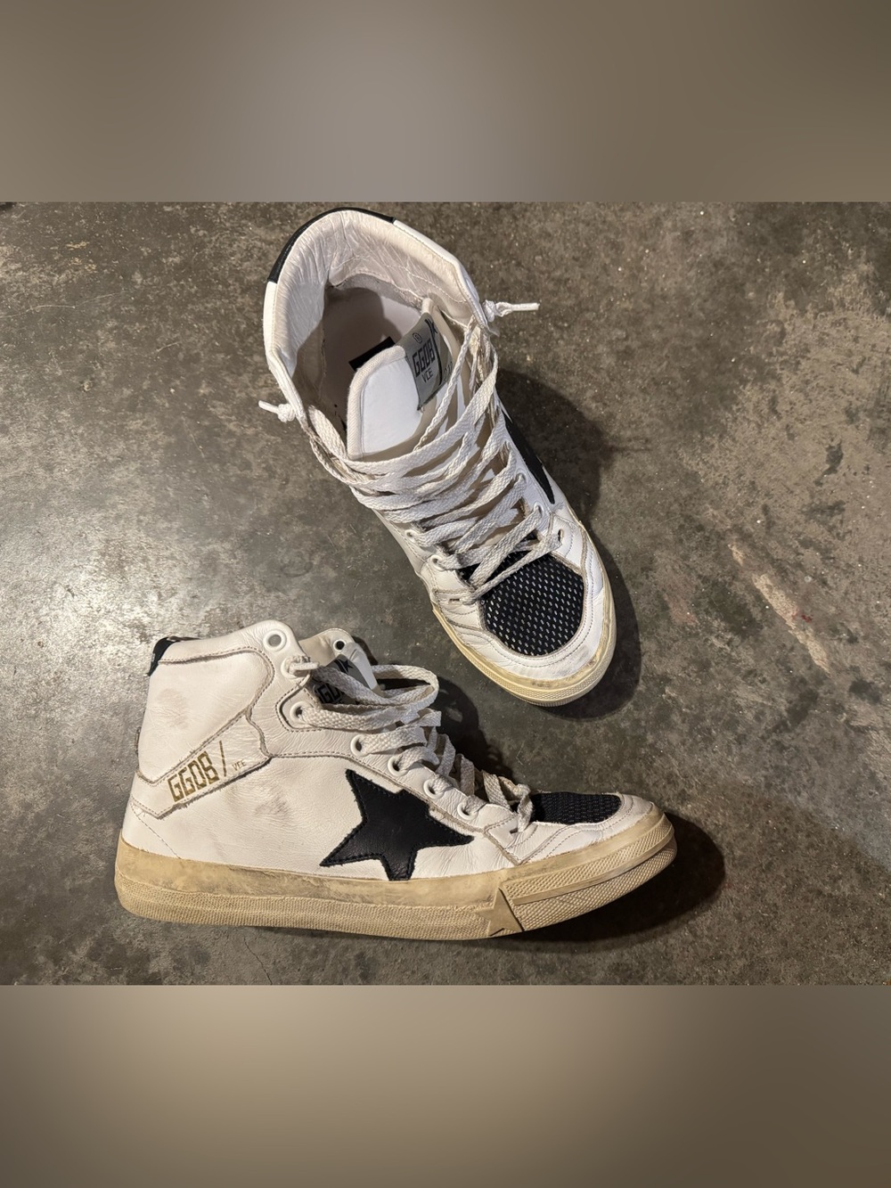 Golden Goose High-Top Women's Sneakers with Black Star Accent - White